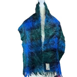 Mohair wool plaid scarf made in Scotland